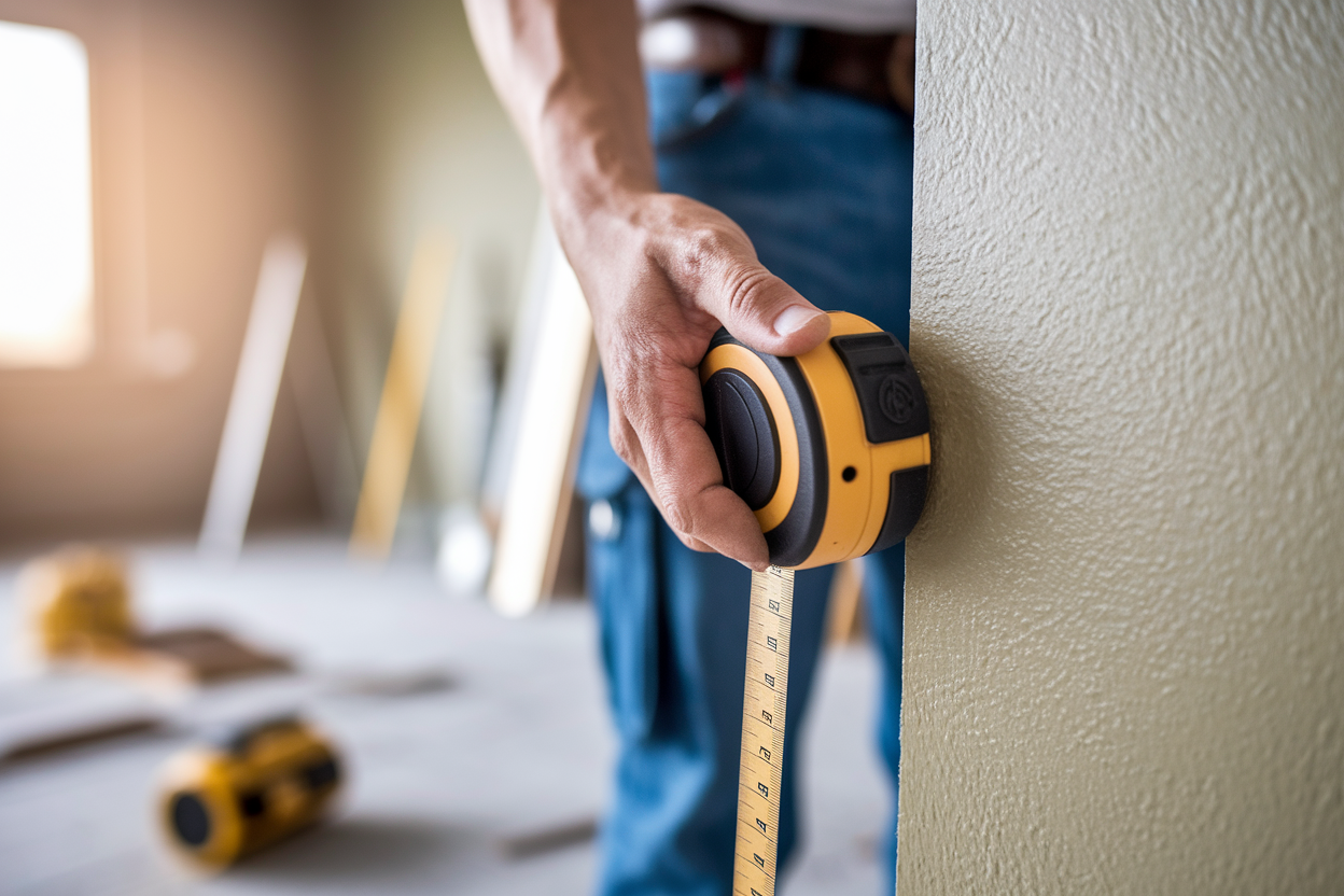 gros-plan-main-metre-ruban-mur-placo