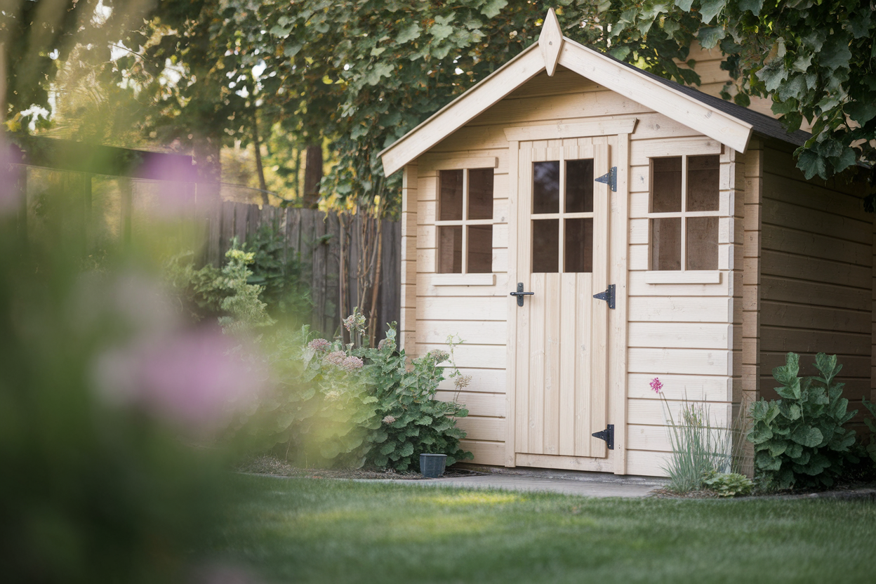 cabane-bois-jardin-fleuri