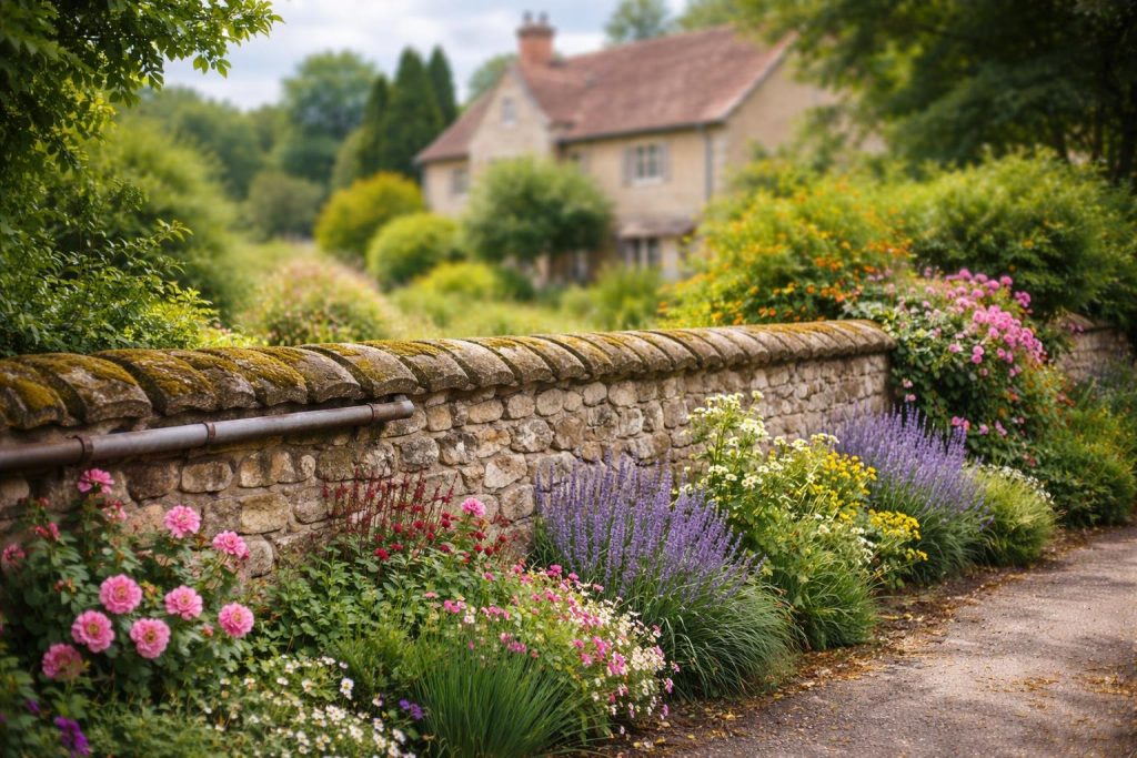 mur-pierre-jardin-arbustes-fleurs