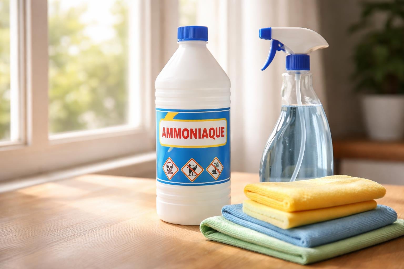 flacon-ammoniaque-chiffons-lumiere-fenetre