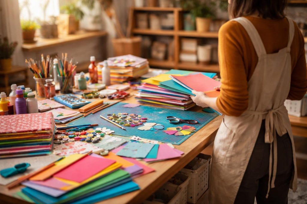 table-atelier-materiaux-couleurs-outils