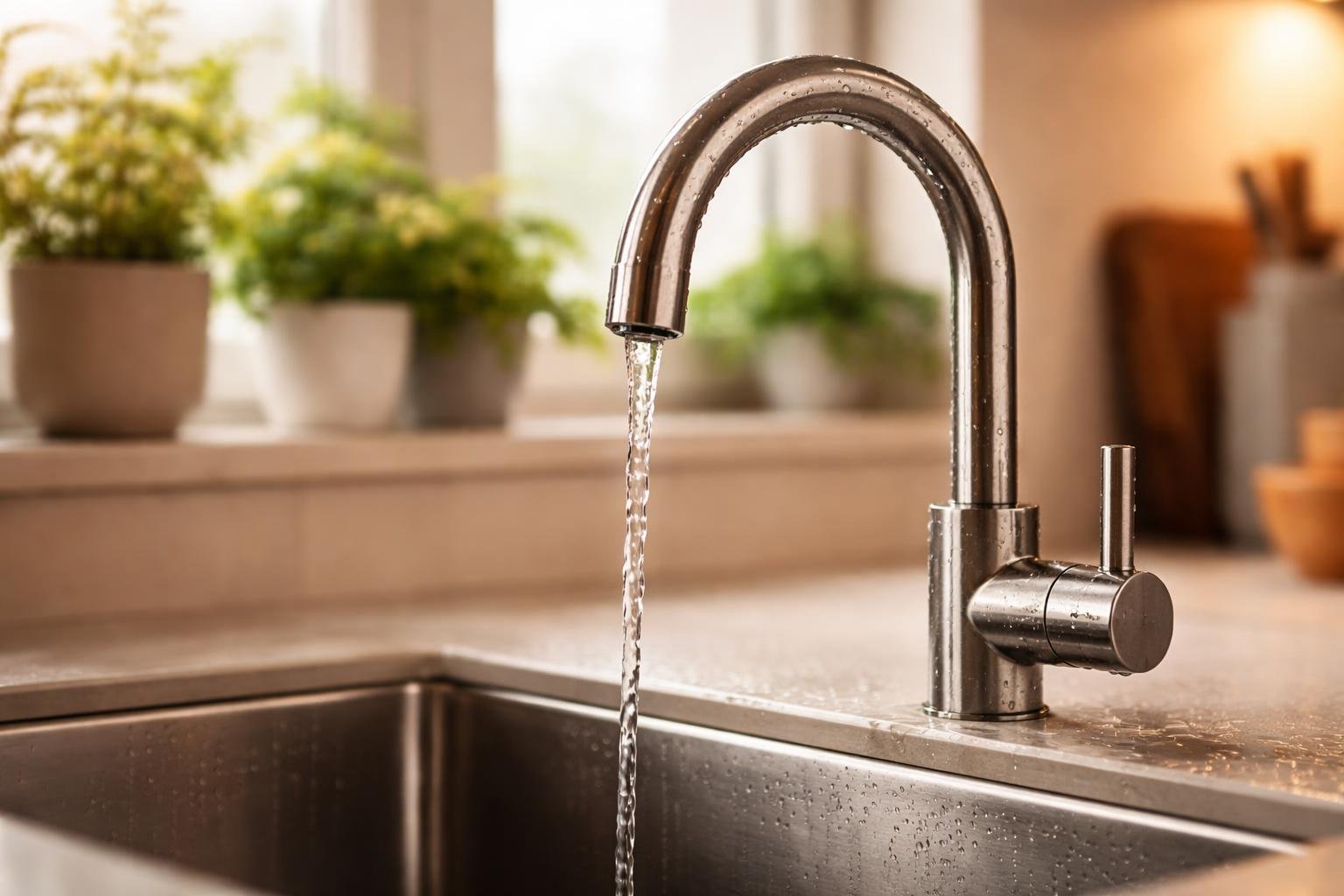 cuisine-moderne-robinet-eau-gouttelettes