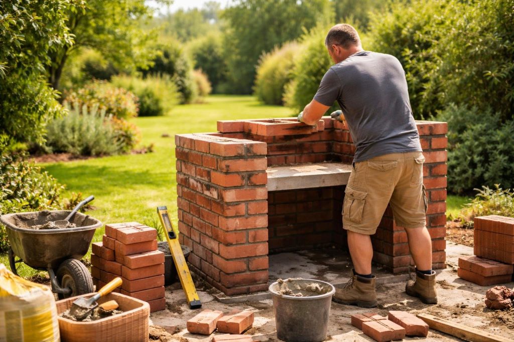 homme-barbecue-briques-jardin-ensoleille