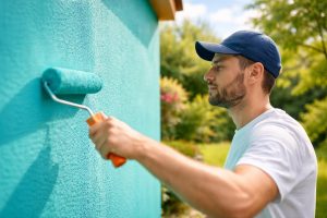 personne-peinture-mur-couleur-jardin